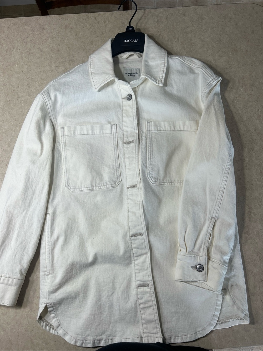 Abercrombie & Fitch Women's Off-White Button-Front Jean Jacket